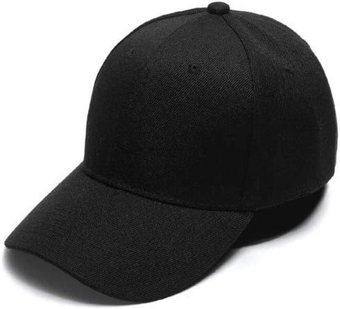 Plain Blank Black Caps with Adjustable Strap (12PCS), Medium Size