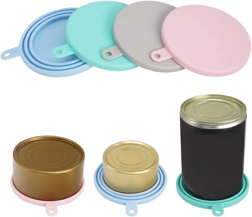4 Pack Can Covers and Pet Spoons Set, Universal Silicone Lids for Pet Food Cans, 1 Fit 3 Standard Size Dog and Cat