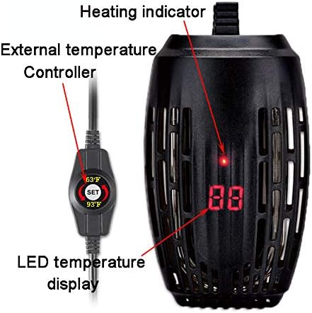 75Watt Aquarium Heater Turtle Heater Temperature Display Betta Tank Heat Rod with External Temperature Controller for Fish Tank Shrimp Frog Turtle