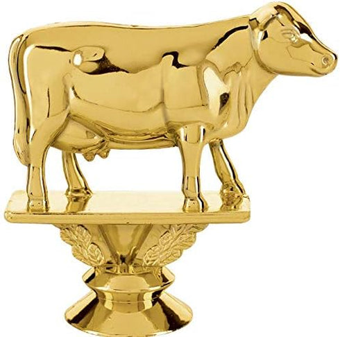 4.5" Crown Awards Dairy Cow Trophy, Gold Dairy Cow Custom Trophy with Engraving On Contemporary Base