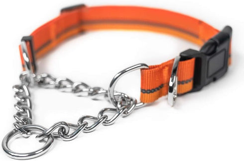 Mighty Paw Martingale Dog Collar 2.0 - Trainer Approved Limited Slip Collar with Heavy Duty Buckle, Large, Orange