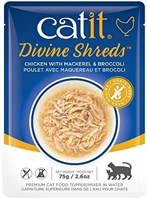 Catit Divine Shreds Premium Cat Food Topper, Chicken, 12 Pack