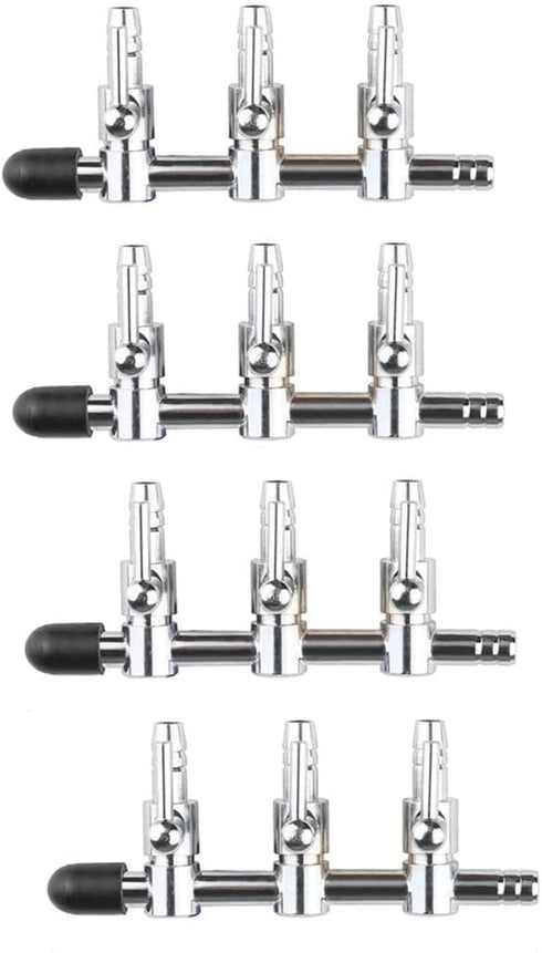 Aquarium Fish Tank Air Flow Control Pump, 3 Way Inline Manifold Tubing Splitter Valve, 4-Pack