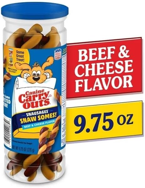 Snausages 9.75 oz (2 Pack) Canine Carry Outs Sausages Beef & Cheese Flavored