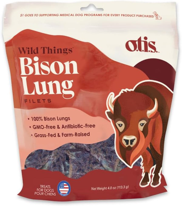 OTIS Bison Lung Filets for Dogs, Protein Packed, Pasture-Raised, Grass-Fed Healthy Dog Treats, 4 Ounce Bag