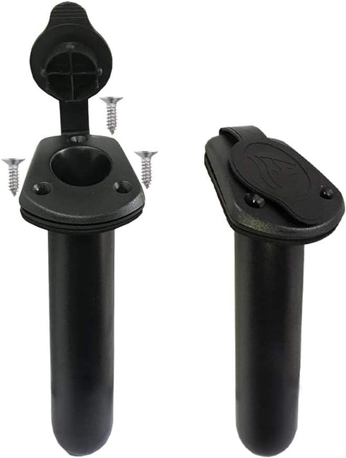 Kayak Fishing Flush Mount Rod Holders, Deck Plastic Pole Holder with Cap Cover and Screws, 2 Pcs