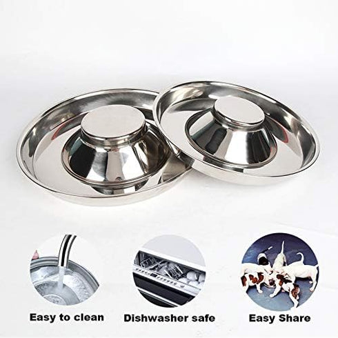 Stainless Steel Puppy Kitten Dish, Whelping Weaning Dishes Feeder, 11.8inch (2 Pack)