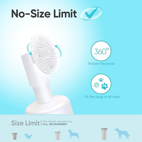 Dog Paw Cleaner, Portable Waterless Cleaning Shampoo for Dogs, Silicone Grooming Brush for Muddy Paws (Rose Scent)