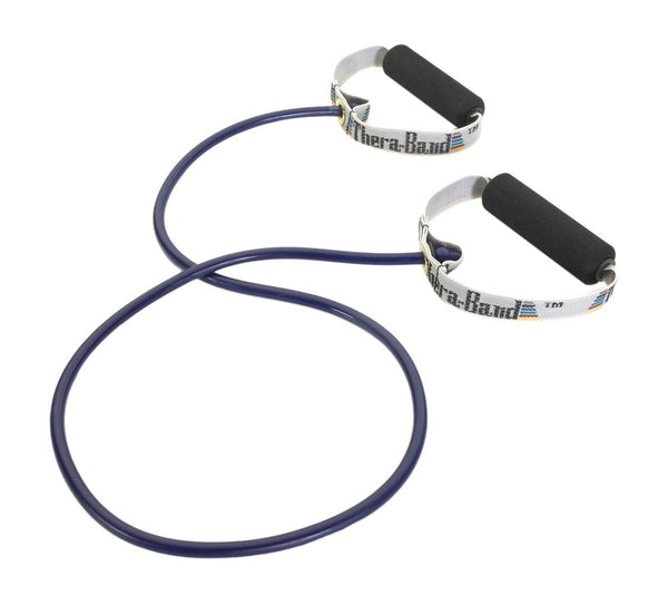 THERABAND Professional Latex Resistance Tubing with Handles, 48 Inch, Blue, Extra Heavy, Level 2