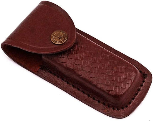 Handmade Damascus Steel Blade Pocket Knife with Leather Sheath 5170 (Olive) - Best Gift for Men