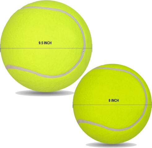 2 Pack Big Tennis Ball for Dogs - Inflatable Giant Tennis Balls, 9.5" and 8", Large Pet Toys for Outdoor Sports