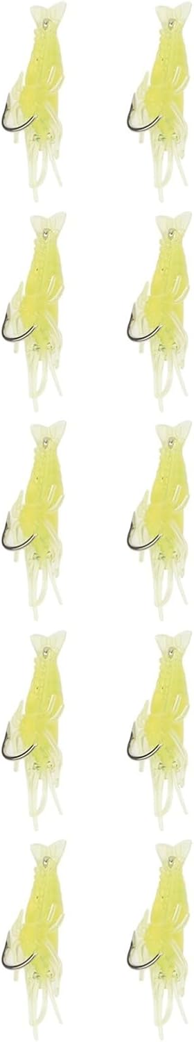 10-Pack Set(A) FABULETTA Soft Shrimp Lures, Silicone Fishing Bait with Hooks, Realistic Saltwater and Freshwater Tackle
