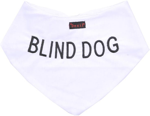 Blind Dog White Bandana - Quality Personalised Embroidered Neck Scarf Fashion Accessory to Warn Others of Your Dog
