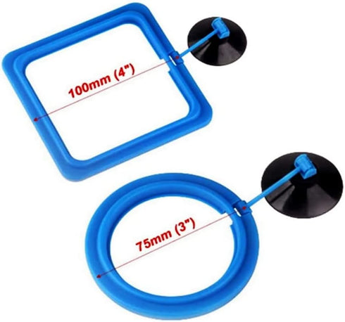 4 Pcs Fish Feeding Ring, Square and Round Aquarium Floating Food Feeder with Suction Cup