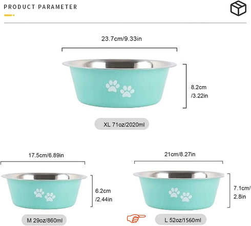 YUDANSI Dog Bowls 2 Pack Medium Large Dogs Feeding Bowls with Non-Slip Silicone Sole, Elevated Pet Feeder (6.6 Cups)