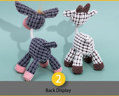 Feill Plush Chew Toys with Squeakers, Soft Dog Toys for Indoor Puppies and Senior Pups (Grey Donkey)