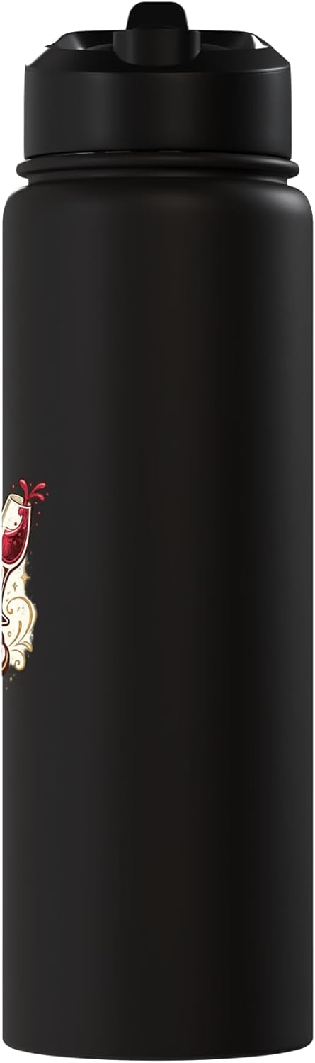 Wine Lovers Humor Co. Just One More Glass Funny Wine Lover Humor Drinking Design Stainless Steel Insulated Water Bottle