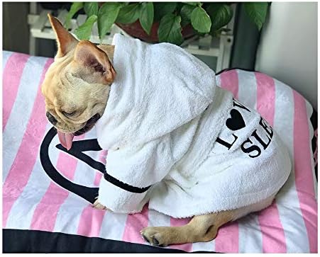 Stock Show Pet Pajama with Hood, Thickened Luxury Soft Cotton Bathrobe, Quick Drying Dog Towel, White, S