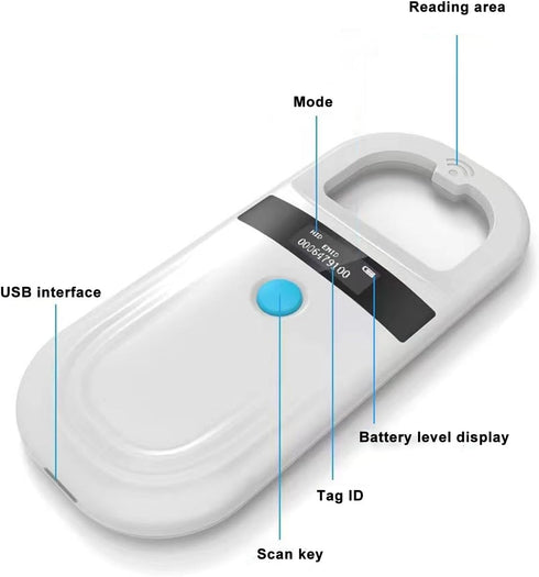 CYSFETENA 134.2kHz 128 Scanner,5V USB2.0 Dog Cat Microchip Reader, Groups of Data Storage Animal Chip Registration RFID