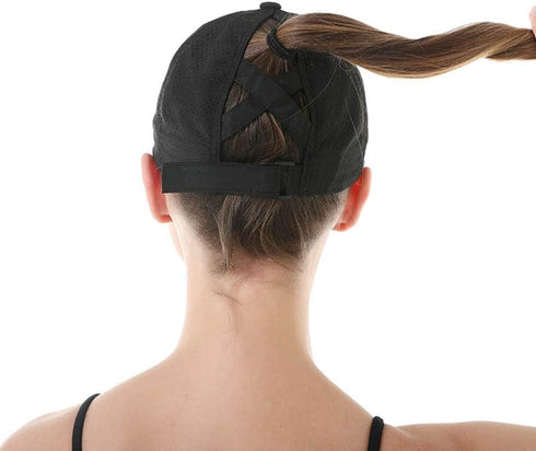 Womens Quick Drying Criss Cross Ponytail Hat - UV Protection Baseball Cap Sun Hats