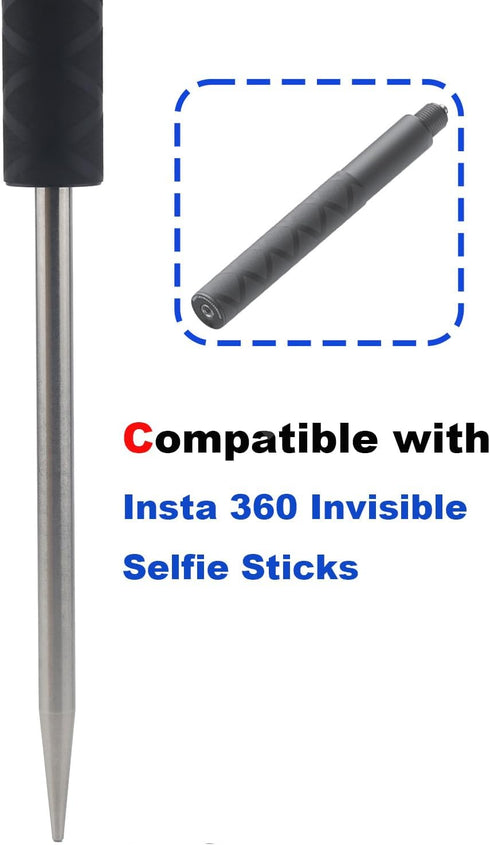 Rigdance 7.09" 1/4-20 Insta360 Golf Monopod Selfie Stick Spike, Staniless Steel Screw Camera Ground Spike for Invisible