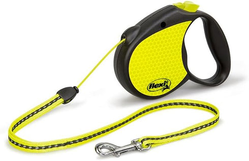 FLEXI Neon Retractable Dog Leash, 16 ft, Small, Black/Yellow Cord