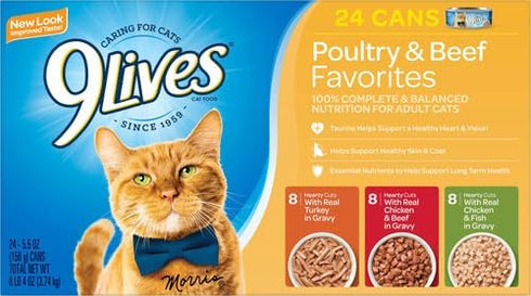 9Lives Poultry And Beef Variety Pack, 5.5 Ounce Can (Pack of 24)