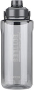 Half Gallon/64oz Water Bottle With Handle, Leak Proof with Removable Strainer, BPA Free Fitness 2L Sports Jug (Grey)
