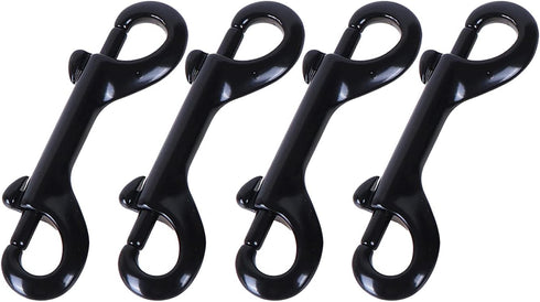4 Pcs Double Ended Bolt Snap Hooks, Heavy Duty Zinc Alloy Trigger Chain Clips for Pet Dog Leash and Collar - Black