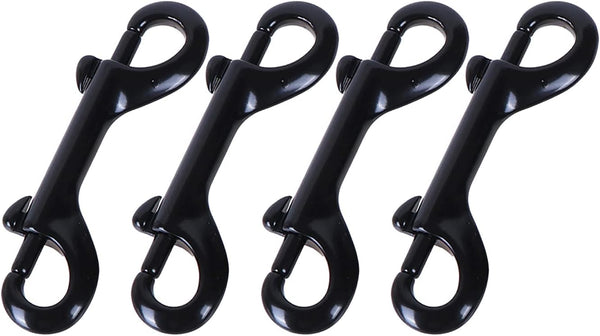 4 Pcs Double Ended Bolt Snap Hooks, Heavy Duty Zinc Alloy Trigger Chain Clips for Pet Dog Leash and Collar - Black