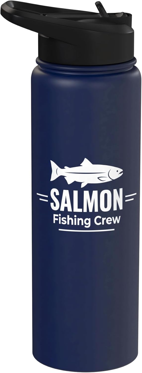 Salmon Fishing Crew Gift for Angler Salmon Fishing Crew River Hunter Stainless Steel Insulated Water Bottle