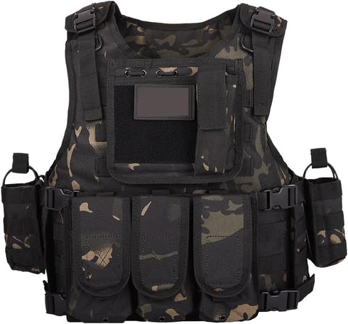 Tactical Airsoft Vest - Adjustable Outdoors CS Game Paintball Vest for Adults