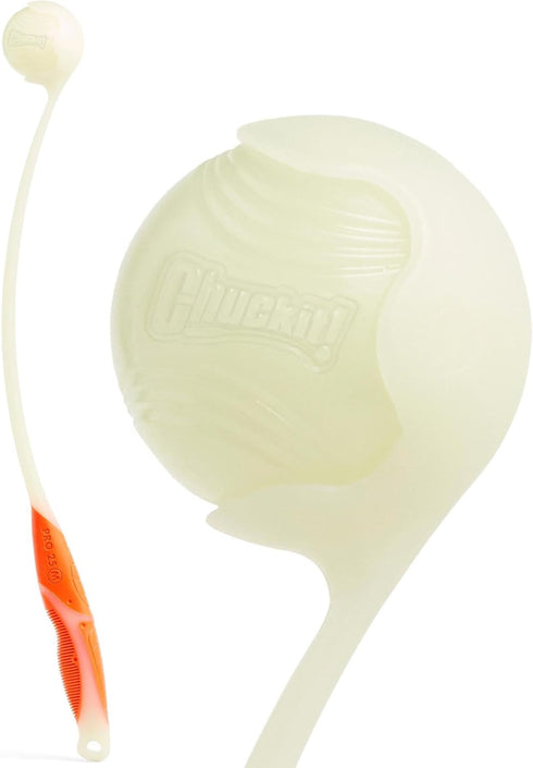 Chuckit Pro Fetch Toy Ball Launcher for Dogs, Compatible with Medium Chuckit!, 25 Inch + Glow Ball