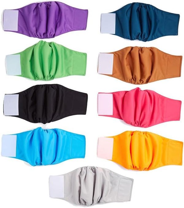 9-Pack Pet Belly Bands for Male Dogs Leak-Proof, Adjustable, Soft & Breathable