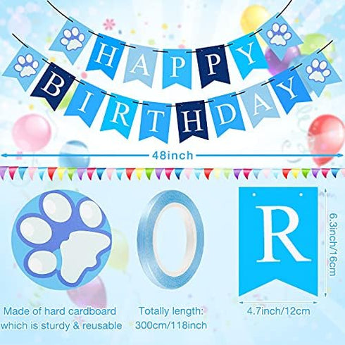 Sumind 18 Pcs Dog Birthday Party Supplies, Pet Birthday Bandana, Balloon Banner, Hat with 0-8 Figures, Touch Ink Pad,
