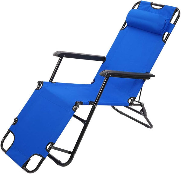 Kcelarec Folding Beach Lounge Chair, Patio Outdoor Furniture Camping Pool Side Beach Lawn
