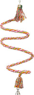SunGrow Rope Perch for Parrots, 59” Long Bungee Bird Toy, Brightly Colored with Jingling Bell