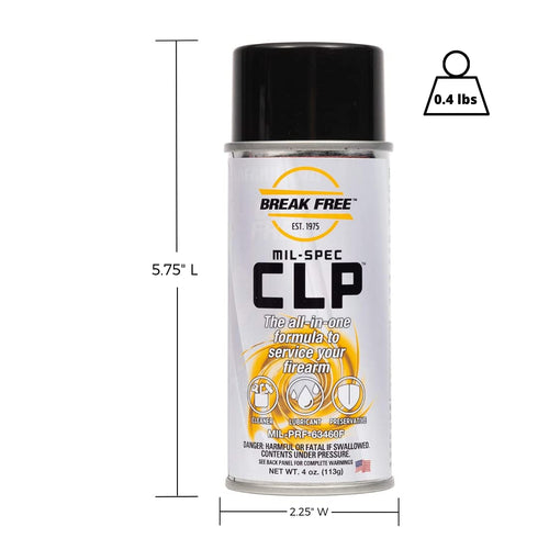 CLP-2, 4 oz Break Free CLP Cleaner Lubricant and Preservative Gun Cleaner, Aerosol Spray, Synthetic Oil