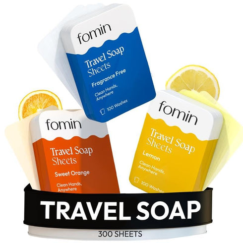 FOMIN - Antibacterial Paper Soap Sheets Tin for Traveling - 300 Variety