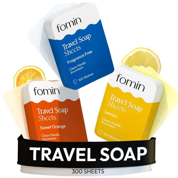FOMIN - Antibacterial Paper Soap Sheets Tin for Traveling - 300 Variety