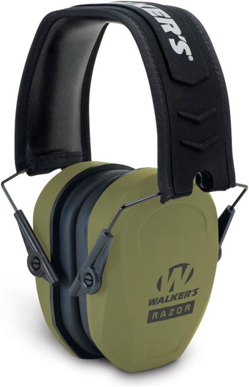 Walker's Razor Slim Passive Earmuffs Ultra Low Profile 27dB NRR Light Weight
