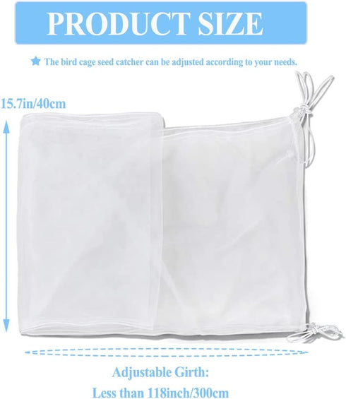 ASOCEA Extra Large Bird Cage Seed Catcher Guard, Universal Birdcage Cover for Parrot Parakeet Macaw Lovebird - White