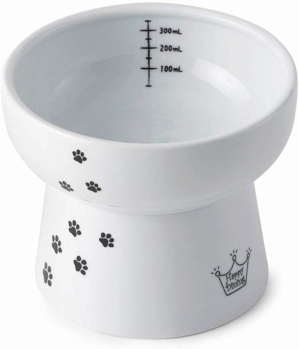 NECOICHI Elevated Ceramic Cat Bowls - Raised Cat Food and Water Bowl, Whisker Friendly, Anti-Spill, 4.1” Paw Style