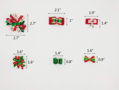 30pcs Dog Puppy Cat Mix Christmas Shiny Rhinestone Hair Bows Rubber Bands Pet Xmas Grooming Accessories