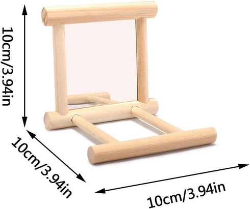 Generic (1PCS) Wooden Bird Mirrors Bird Swing, Parrot Cage Toys, Swing Hanging Play with Mirror for Small Birds Greys
