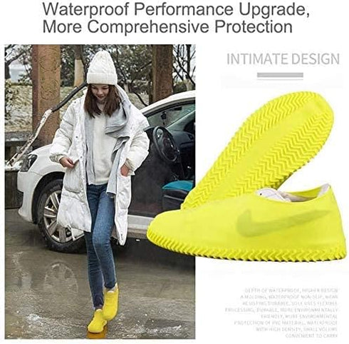 Waterproof Shoe Covers - Non-Slip Water Resistant Overshoes for Men, Women, Kids (Large, Black)