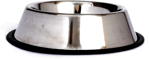 ICONIC PET 2 Pack Stainless Steel Non-Skid Pet Food/Water Bowls - 16 oz with Rubber Rings, Rust-Free and Stable