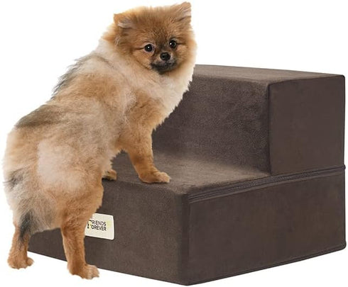 Friends Forever Milo Folding Dog Stairs, 2 Steps, Indoor Premium Foam Pet Steps, Machine Washable Removable Cover -