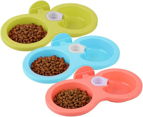 Double Dog Cat Bowls, Water and Food Bowl Set, Hanging Pet Bowl Anti-overturning for Small or Medium Dogs Cats