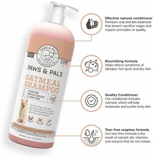 6-in-1 Dog Shampoo and Conditioner - Made in USA, 20oz Vet Formula for Itchy Skin, De-Shedding, and Odor Relief